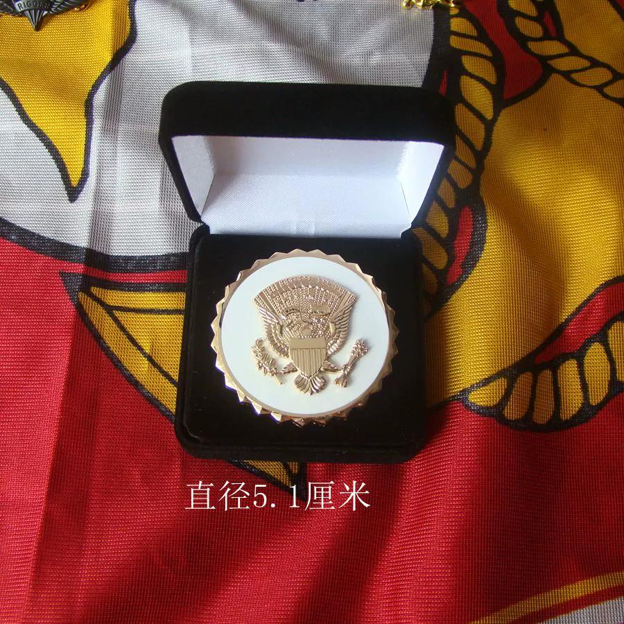 

Металлический значок, идентификационный значок/значок Президентской службы США, медаль, медаль, подарочная парчовая коробка, чистая бронза