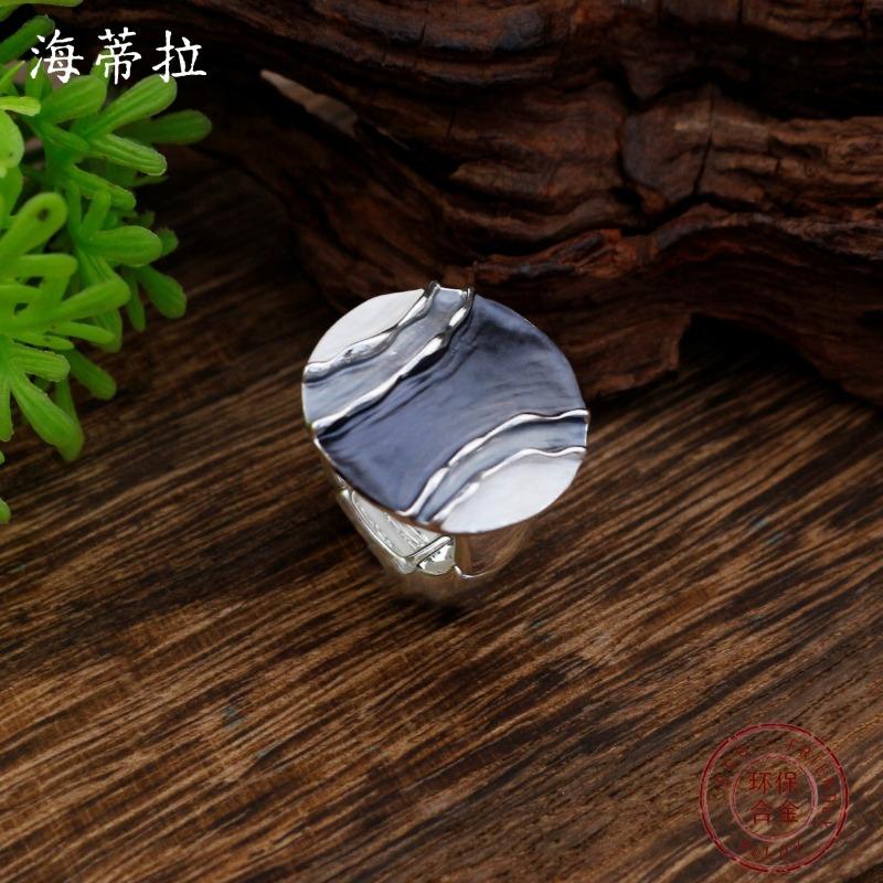 New Enamel Geometric Lines Round Elastic Bracelet Women's Simple High-end Round Ring