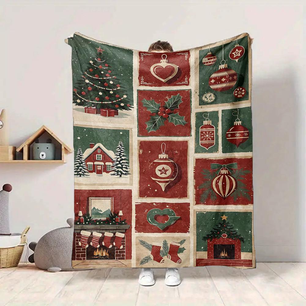 1Pc Christmas Winter Festive Blanket Soft And Comfortable Casual Warm Camping Travel Christmas Halloween Gift M91721
