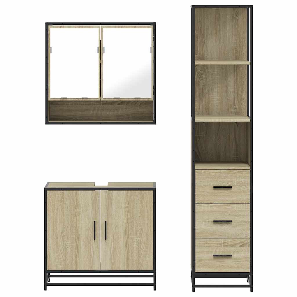 3 Piece Bathroom Furniture Set in Sonoma Oak Particleboard