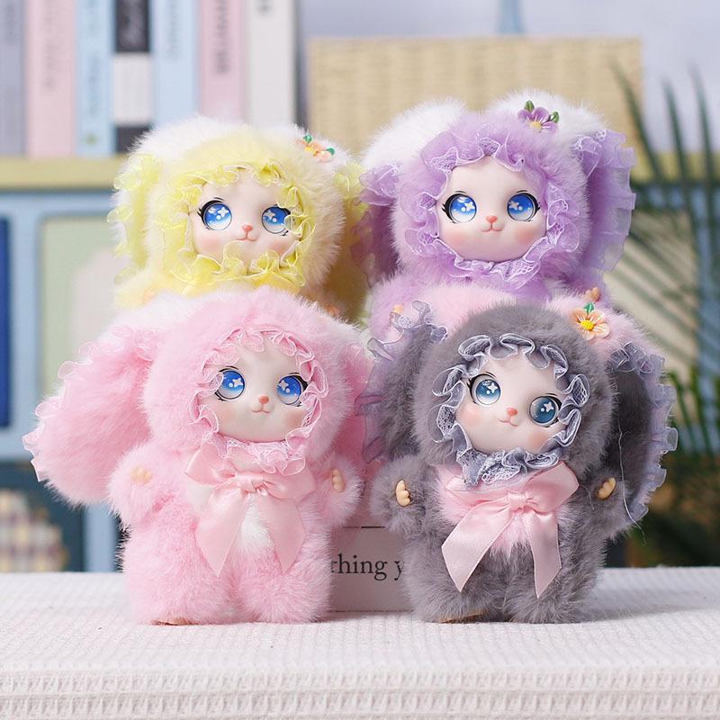 Sevimli Tavşan Peluş Vinil Bebek Anahtarlık 1 Adet Hayvan Kolye Ucu Oyuncak Kız Çocuk Çantası Süsleri Ev Dekorasyonu İçin