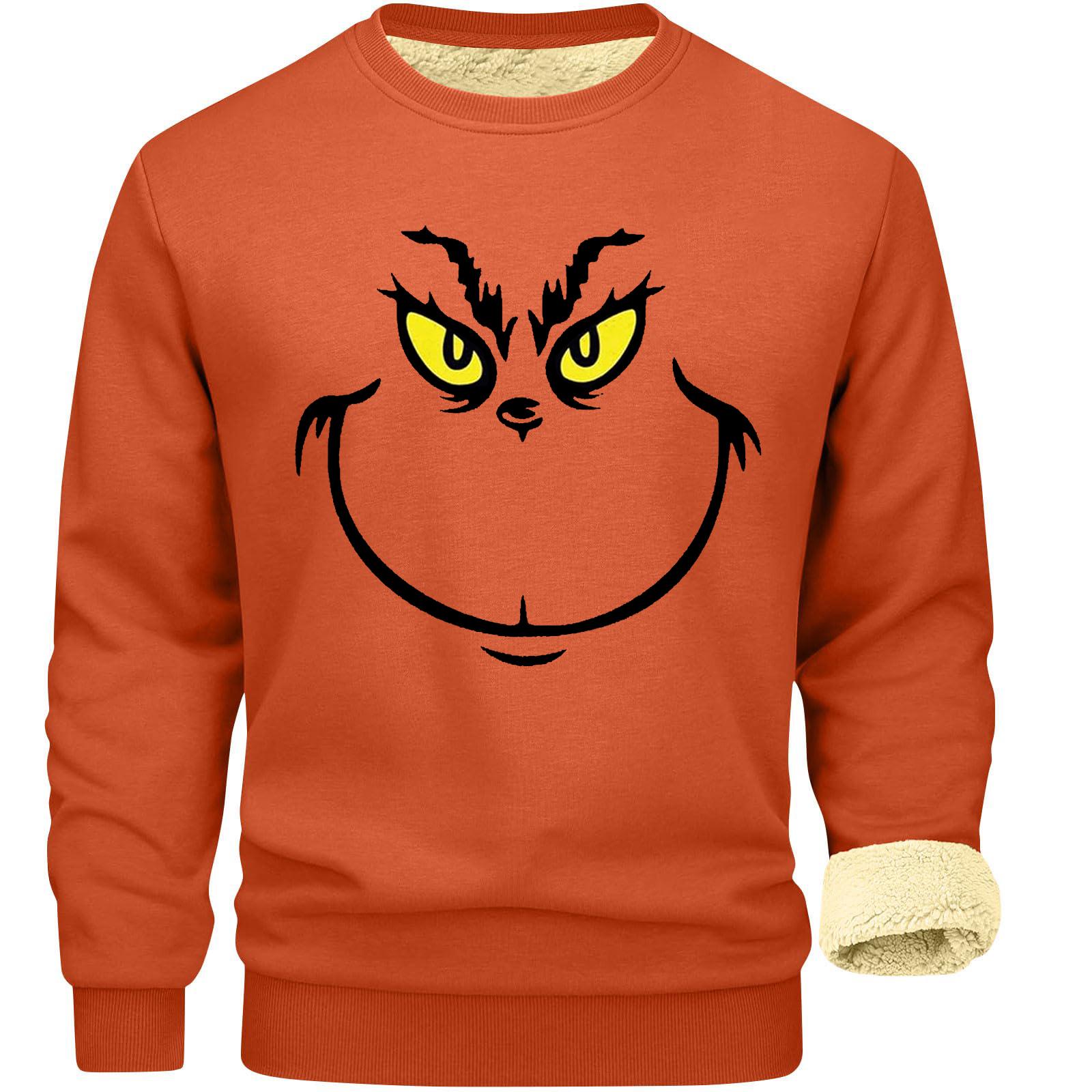 

Sweatshirts For Men Long Sleeve Casual Fuzzy Crewneck Pullover Warm Winter S шафрановий
