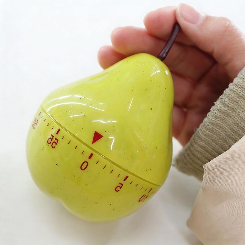 Timer Meccanico a Carica Manuale da 60 Minuti a Forma di Pera per Cucina e Cottura Movimento Meccanico Plastica Non Richiede Batteria