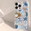Blauwe Oceaan Strand Telefoonhoesje voor iPhone 17 16 Plus 15 14 13 Pro 12 11 Pro Max 17 Air XS X XR15 Plus 16E Veertextuur Cover
