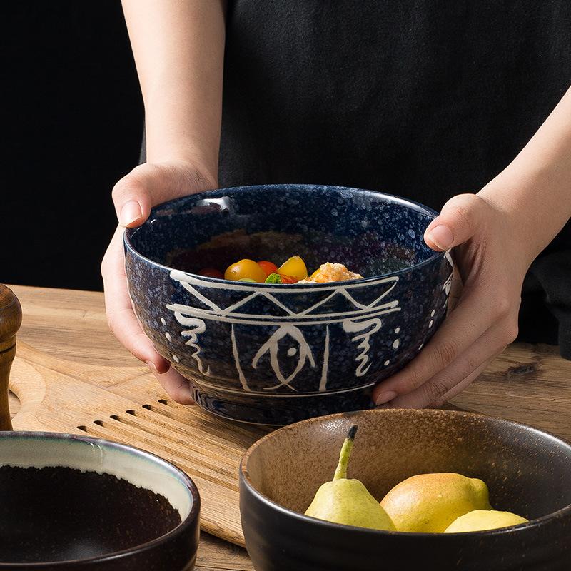 Japanese-Style Japanese-Style Ramen Bowl, Retro Soup Bowl, Large-Capacity Instant Noodle Bowl, High-Value Salad Bowl, Ceramic Rice Rice Rice Bowl