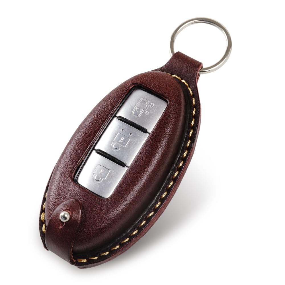 

Чехол для смарт-ключа Nissan для Fairlady и Skyline Кожа с бежевым [Kecha-ya] Serena, X-Trail, Note, Juke, Kicks, GTR, Fuga, Z, Elgrand, (nissan-a-wn2)