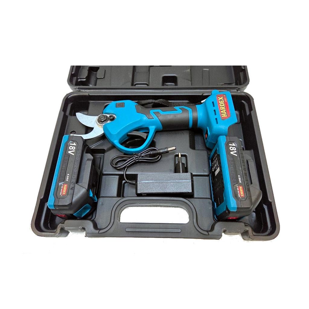 Brushless Electric Pruner HARDEX 30mm 500W 2 Speeds for Shrub Branches 2 X 4.0Ah Batteries