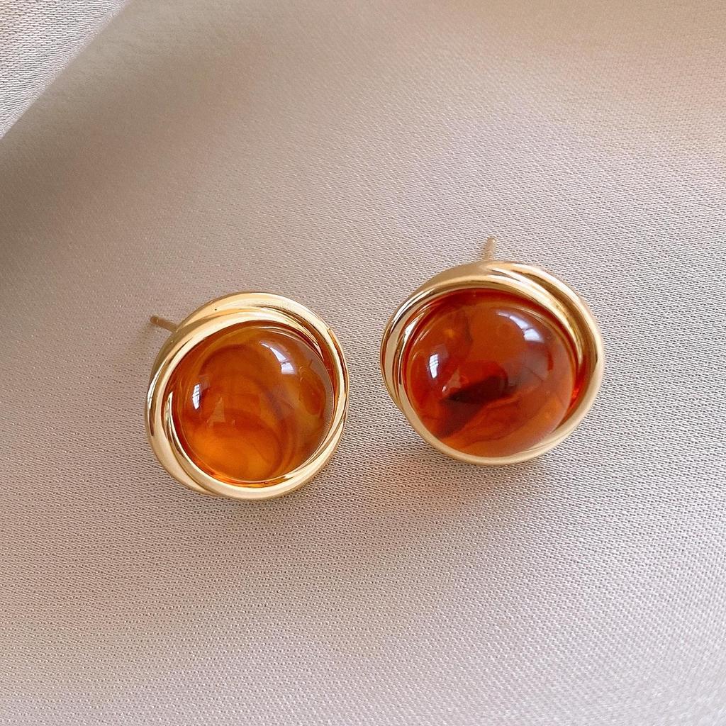 Silver Needle Geometric Irregular Resin Y2K Earrings - Retro Stud Ear Accessories for Women