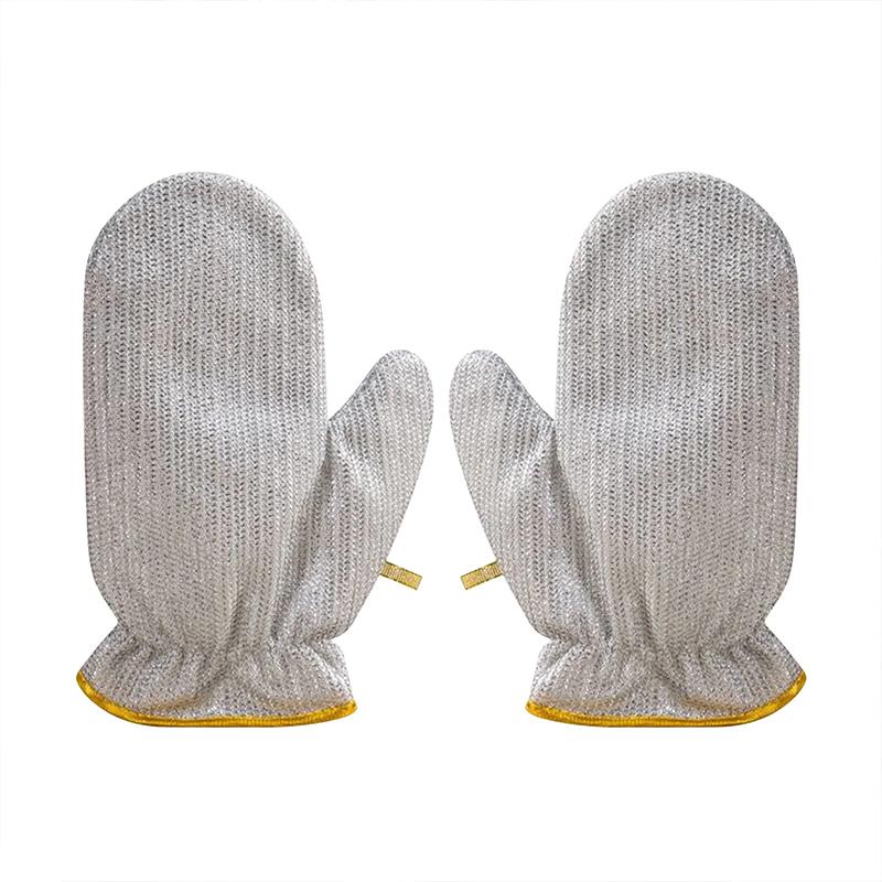 

Thickened Silver Wire Cleaning Gloves Non Scratch Wear Resistant Microfiber Mesh for Dishwashing Pot Scrubbing Kitchen