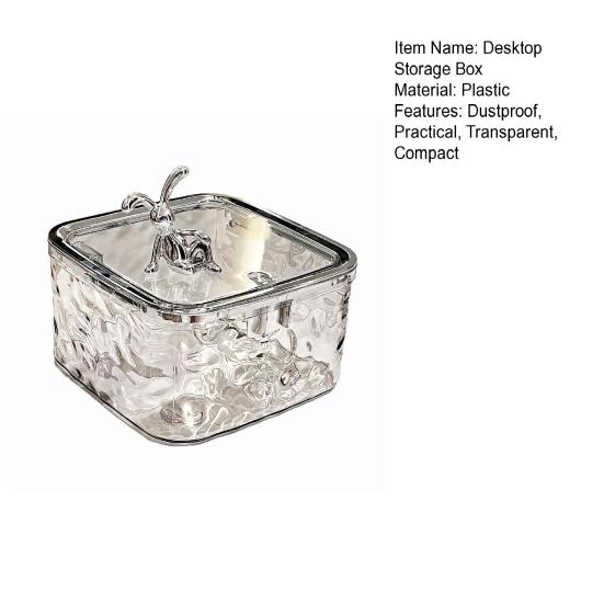 Transparent Storage Box Desktop Organizer with Press Type Lid Dressing Table Storage Case for Keys Trinkets Hairpins Scrunchies