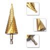 Step Drill, Helix, Hexagonal Axis Drill, Set of 3, Titanium , Spiral HSS Steel,