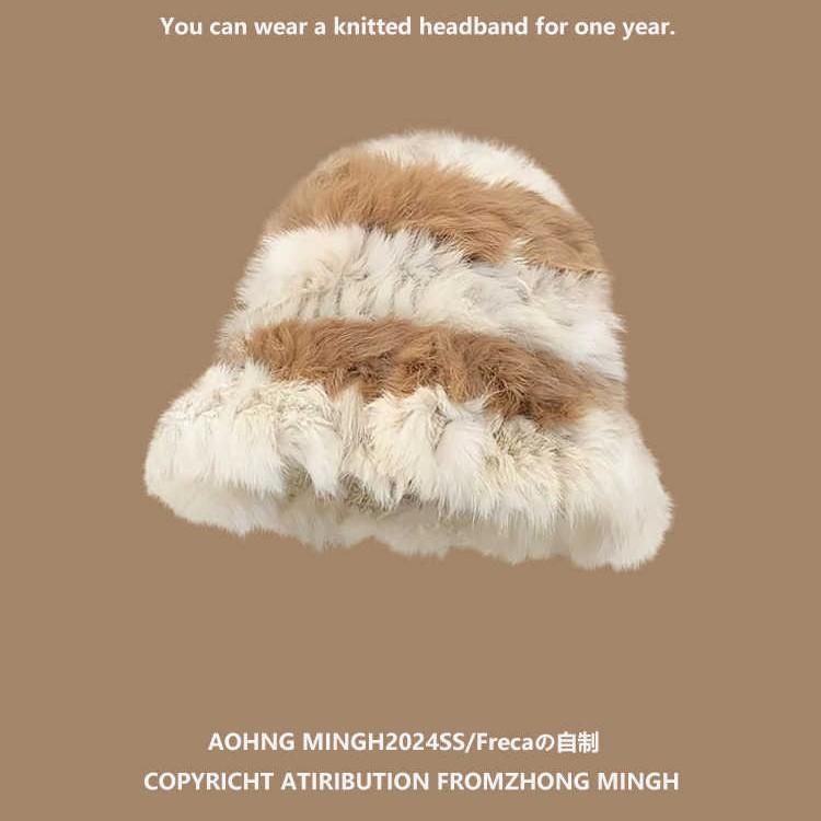 Women S Winter Warm Earmuff Knitted Hat Korean Style Rabbit Hair Blend