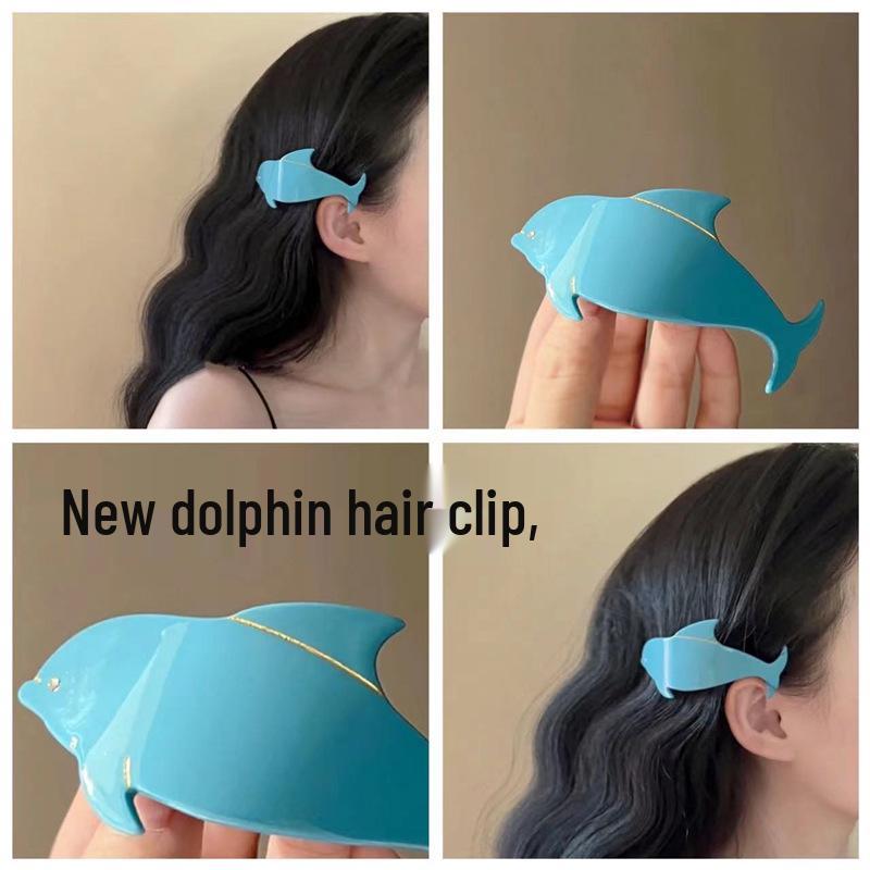 

Blue Dolphin Ocean-Inspired Stylish Acetate Hair Clip - Cute Spring Clip and Best Friend Accessory Random Color Hair Clip [One Piece]