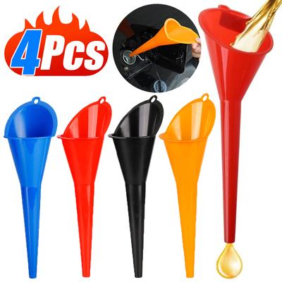 1/4Pcs Anti-splash Car Long Mouth Oil Funnel Filling Tool Gasoline Oil Fuel Plastic Motorcycle Engine Refueling Auto Accessories