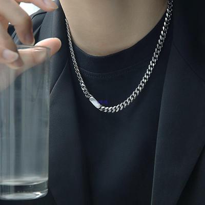 Erkek Modaya Uygun Hip Hop Küba Zincir Kolye, Titanyum Çelik - Çok Yönlü Erkek Aksesuarları