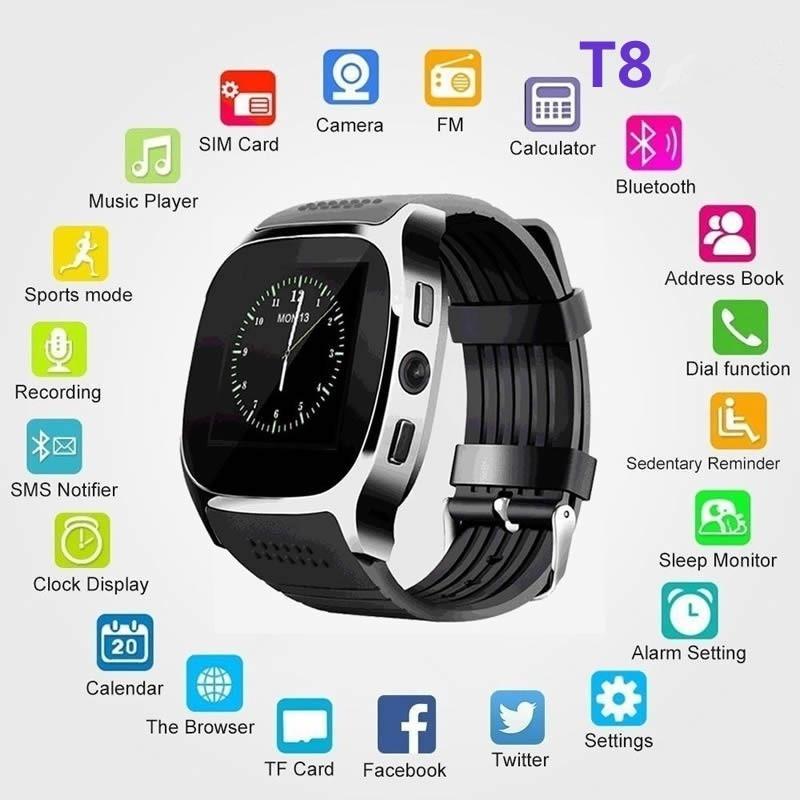 T8 Smart Watch Sport Bluetooth Watch Band Obsługa karty SIM i karty TF