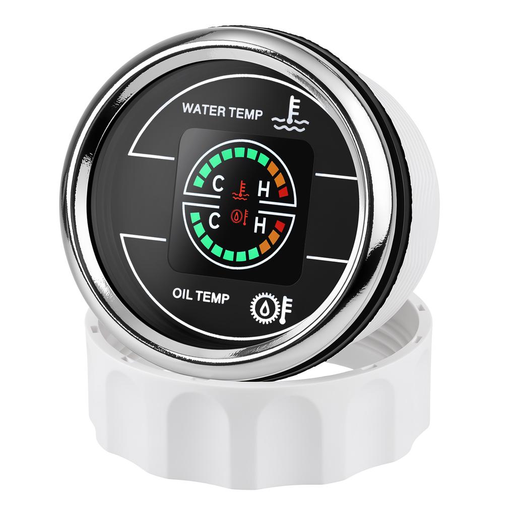 52mm Water Temperature Meter + Oil Temperature Gauge 2 IN 1 Car Gauge 12V 24V Car LCD Digital Thermometer Meters