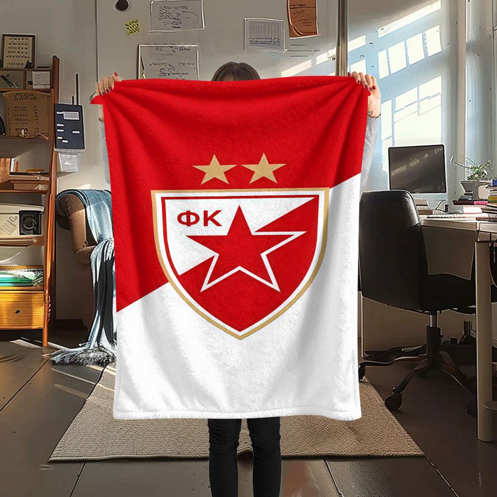 Crvena Zvezda Logo FlAannel Blanket, High Quality Comfortable for All Seasons, Home Decor, Warmth and Comfort