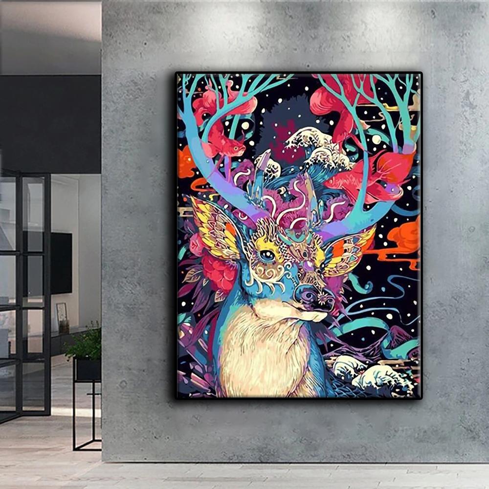 5D Diamond Painting Colorful Animal Deer DIY Diamond Embroidery Rhinestone Home Decoration