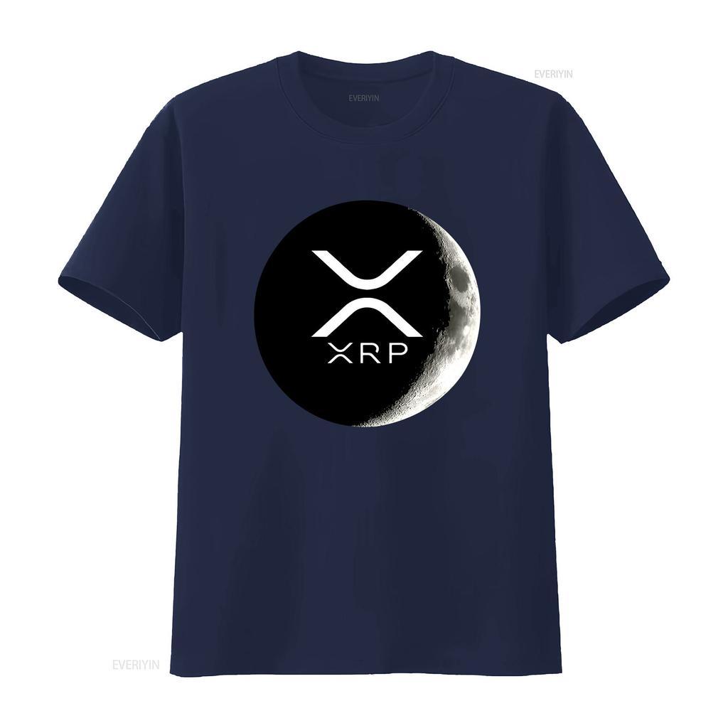 Xrp Crypto Cryptocurrency Ripple Moon T Shirt Coin Vintage Washed Unisex Homme Graphic Breathable Top For Everyday Wear Stylish