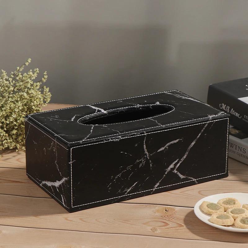 Perfect Modern Marble Rectangle Faux Leather Tissue Box Napkin Toilet Paper Holder Case Dispenser Home Decoratio