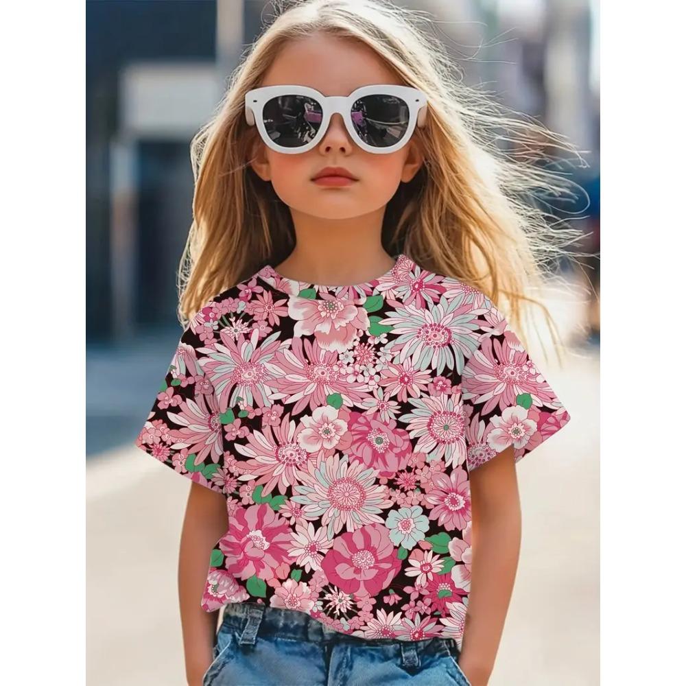 Children's Clothing Girls T-Shirt Fashion Short Sleeve Tee Summer Clothes 3D Print Children Tops Cartoon Breathable Kids T-Shirt