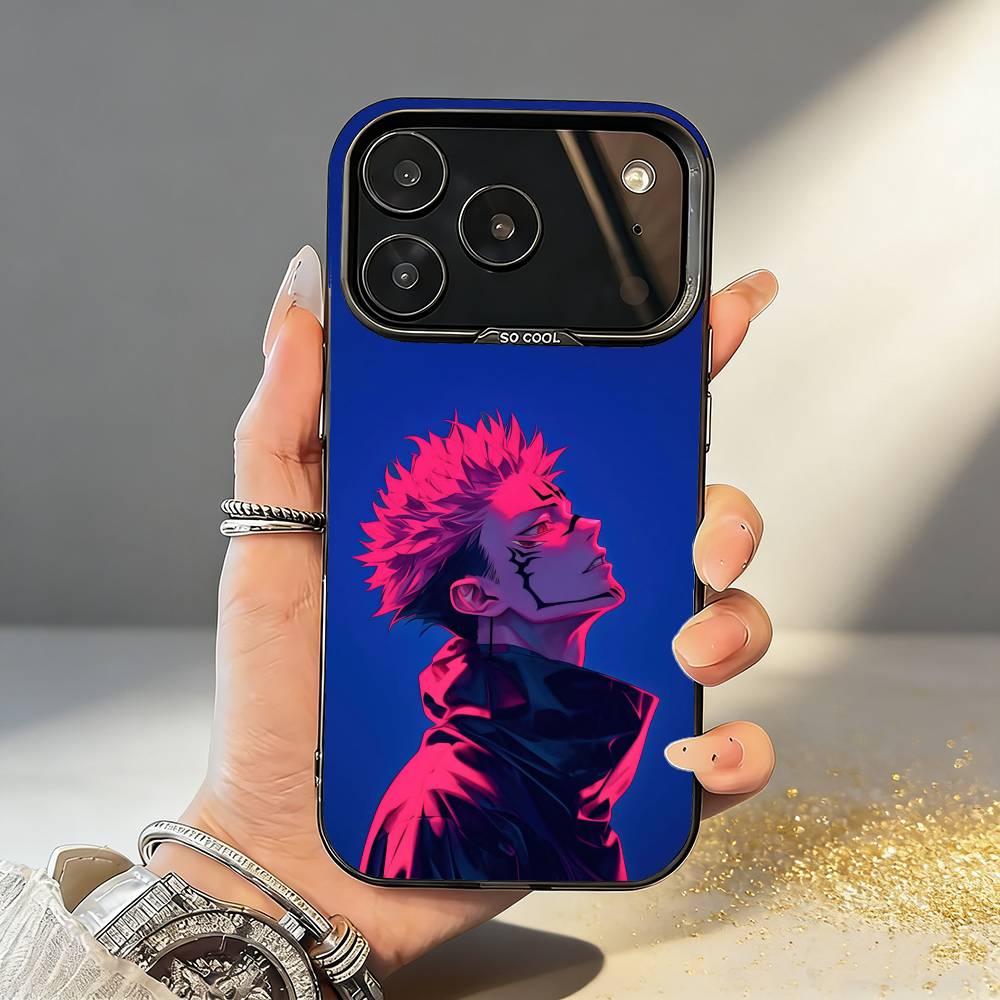 J-Jujutsu K-Kaisen Gojo Sukuna Phone Case For iPhone17,16,15,14,13,12,11,Pro,MAX Gray Matte Silicone Black Cover