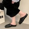 Fashion Spring New, Style Flat Sandals for Women Fashion Square Head Mid-mouth Woven Soft Sole Anti-slip Wear-resistant Slippers