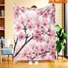 Throw Blanket Pink Cherry Blossom Print Romantic Floral Design Soft Cozy Wrap For Bedroom Living Room And Spring Home Decor