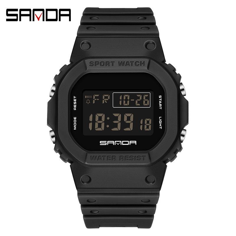 Sanda Square Single Display Movement Electronic Watch Multi-Function Luminous Waterproof Outdoor Sports Student Watch