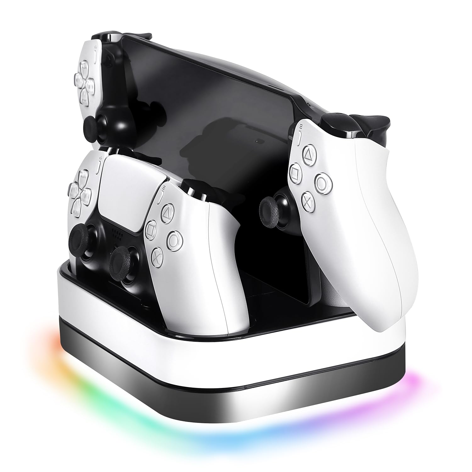 

EGGSLINER GAMES Charging Stand for PS Portal PS5 Charges Two PlayStation 5 Controllers Compatible with and PS and Storage for PS5 Peripherals & білий