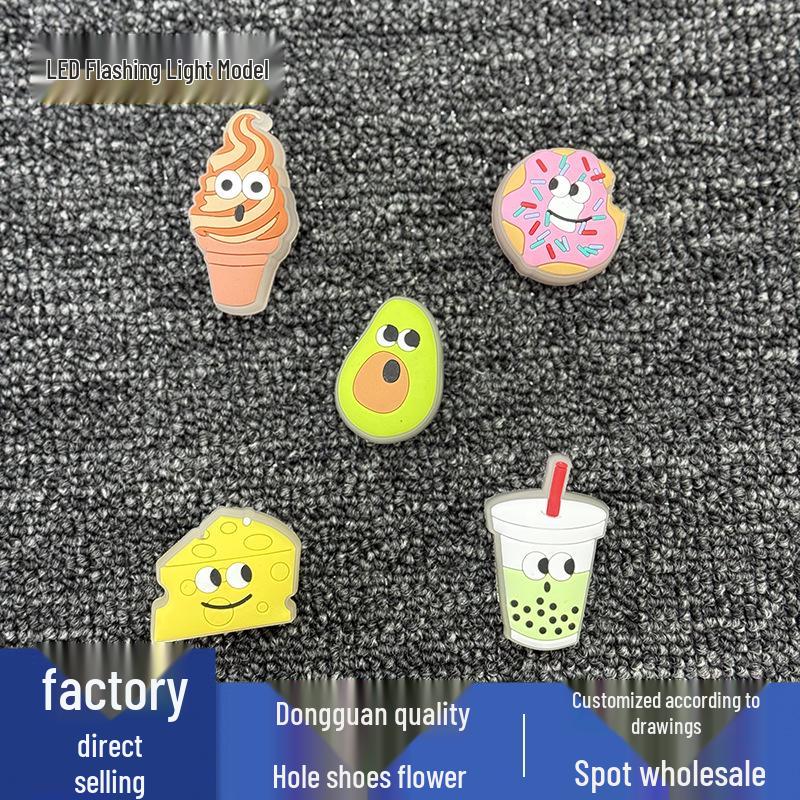 LED Dessert Style Flower Charms for Crocs - Flashing Shoe Decorations