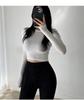 Korean Dongdaemun Trendy Tight Long Sleeve T-shirt: Sexy & Versatile with Big Bust and Waist Display