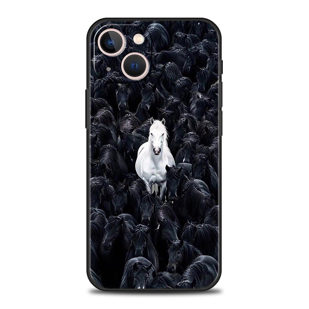 Horse Animal Phone Case for iPhone 16 15 14 13 12 Pro Max 11 Pro Max 7 8 Plus 16E XR Shockproof Soft TPU Shell Fundas Capas Bags