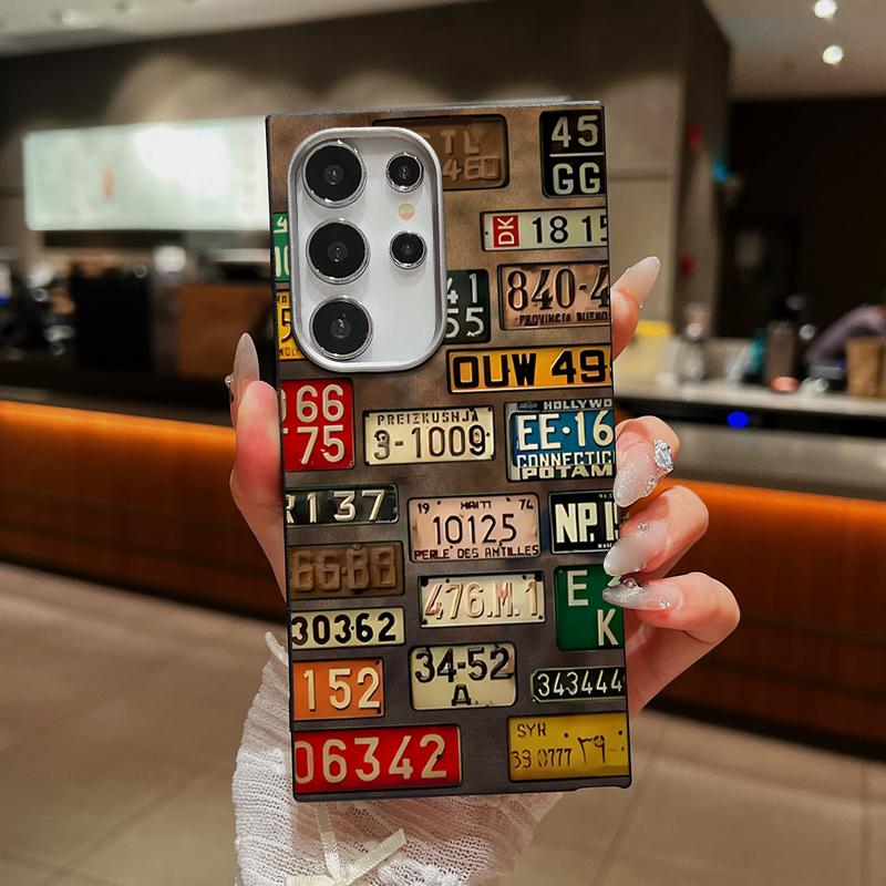

Для Samsung S25 Ultra S24 FE S23 S22 S21 A56 A36 A16 A55 A15 чехол с номерным знаком, мягкий, ударопрочный, тонкий, матовый, с текстурой кожи TPU, чехол для телефона Samsung S24 Ultra жёлтый/чёрный