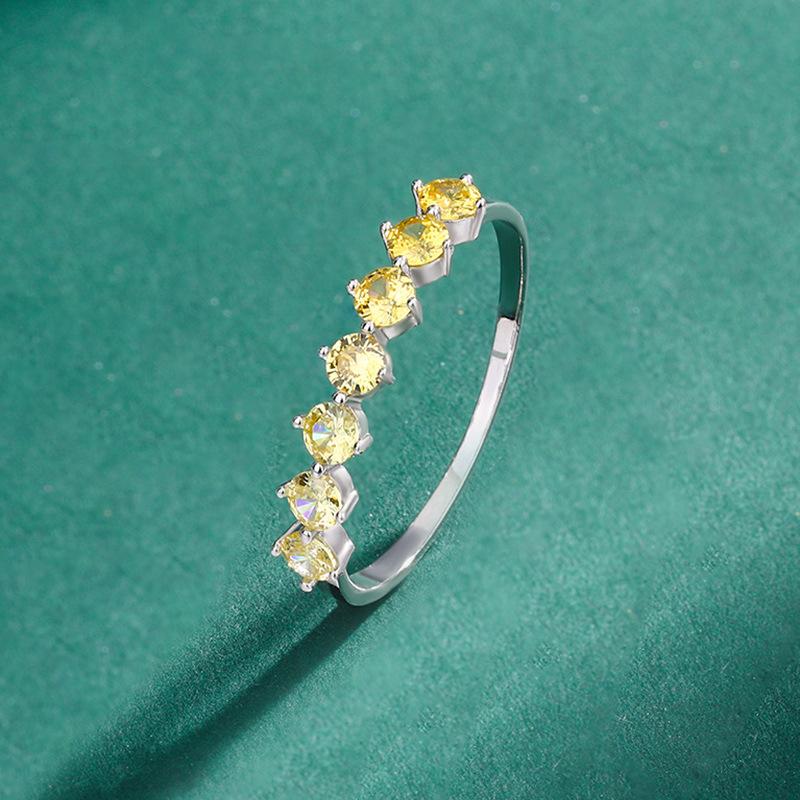 

Нежное круглое кольцо с радужным сапфиром и полным бриллиантом для женщин, 100% серебро S925, подарок на годовщину, ювелирные изделия 9 жёлтый