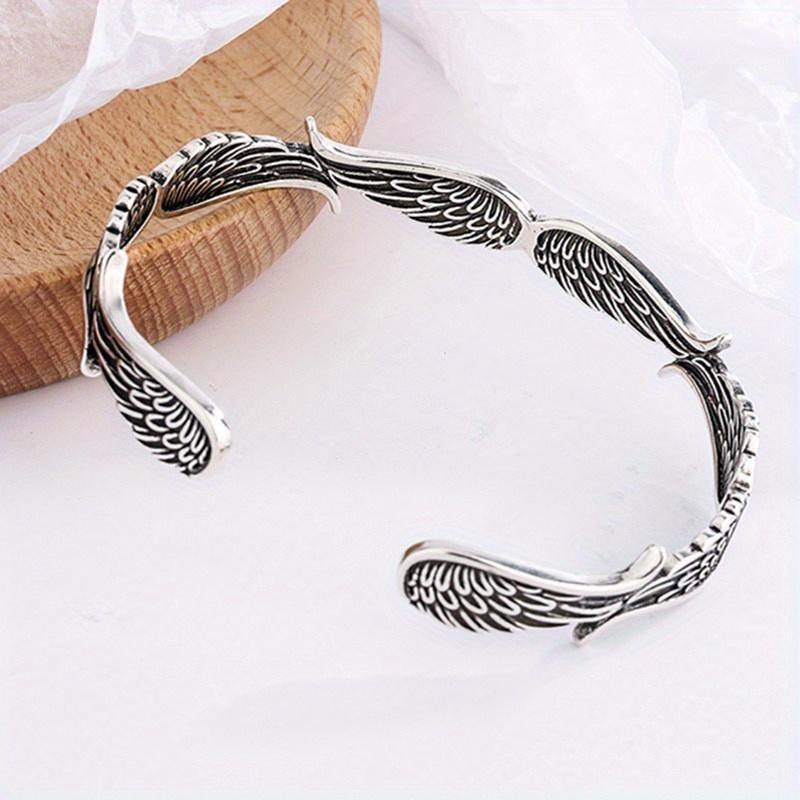 Bracciale con ali d'argento alla moda e versatile, braccialetto retrò punk alla moda, regali per festival di banchetti per uomini e donne, accessori di gioielli unici