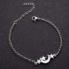 1pc Stainless Steel Women'S Fashion Chain Pendant Bracelet, Five-Pointed Star Moon Shaped Men'S Bracelet,