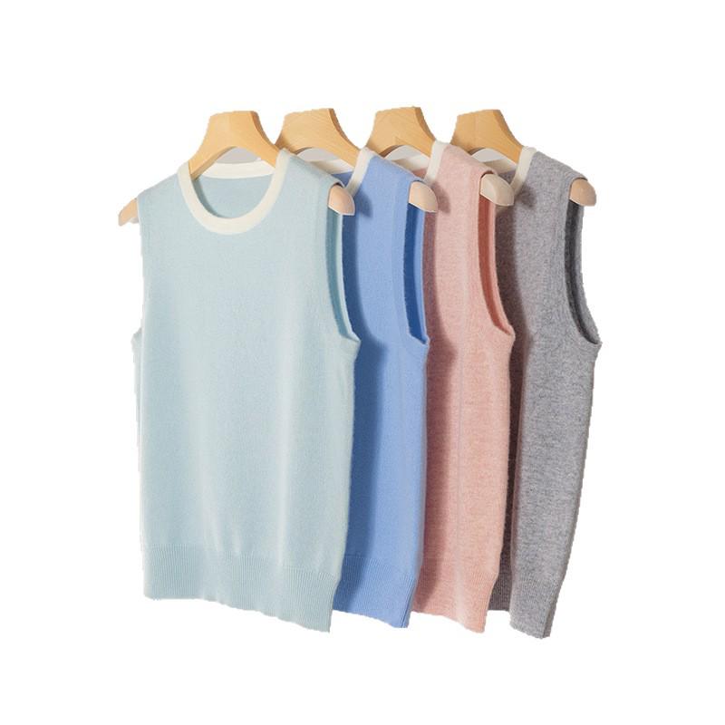 Autumn/Winter Cashmere Color Block Sleeveless Knit Vest
