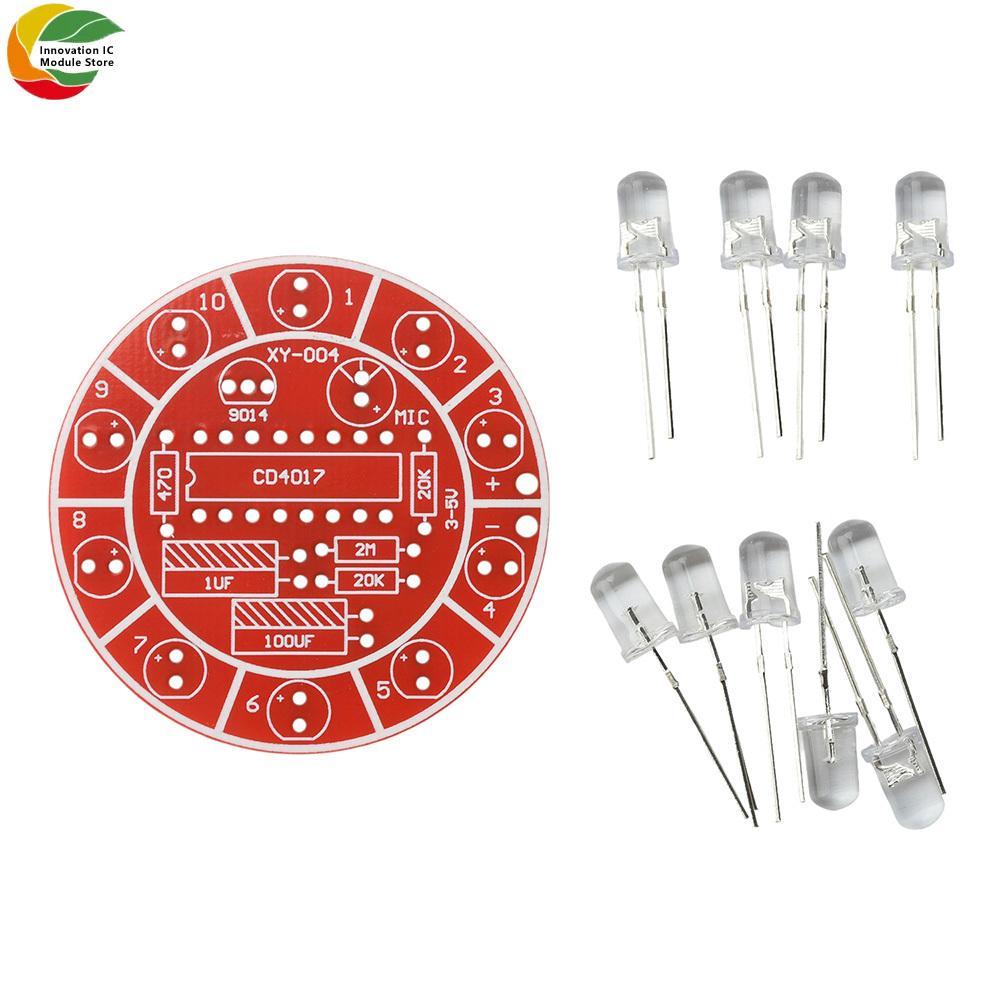 1-1pcs DC 1-1V Voice-Activated Rotating LED Running Light DIY Electronics Kit Soldering Practice Board with Components