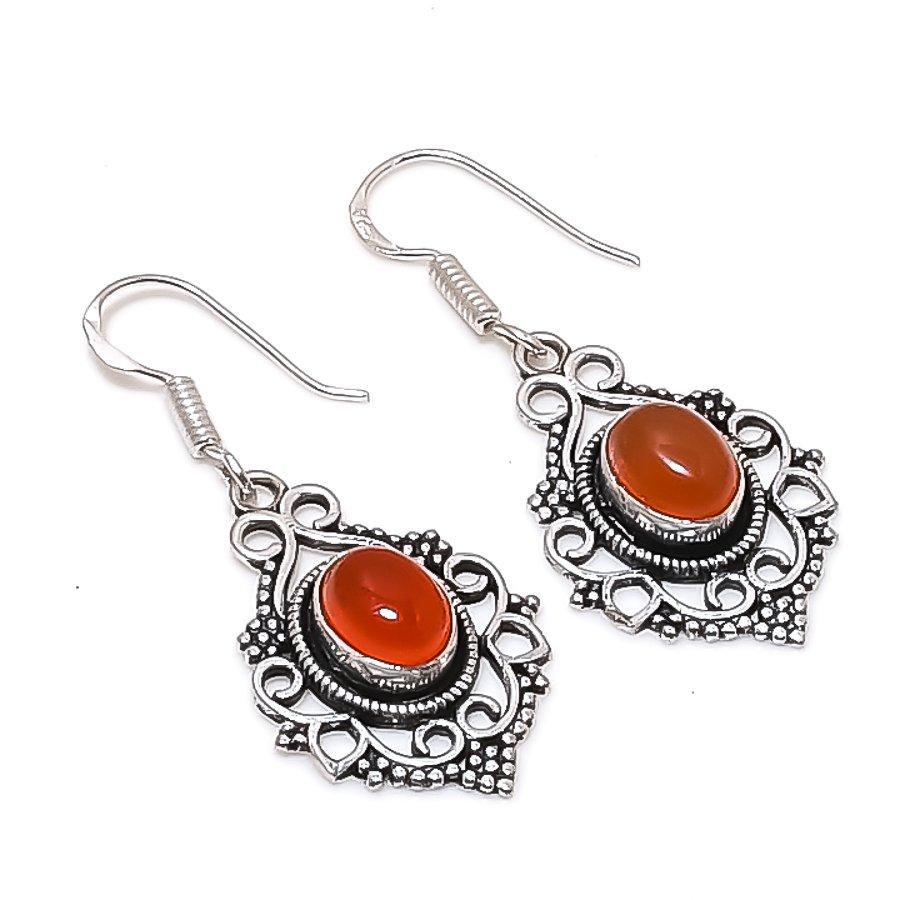 Natural Carnelian Gemstone 925 Sterling Silver Jewelry Earring 1.73  AE-11944