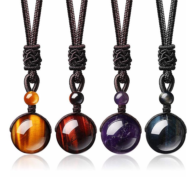 Náhrdelník s přívěskem Tygří oko a Ametystový obsidián, 16MM