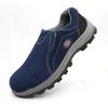 HUIZUMEI Men's Slip-On Leather Safety Shoes
