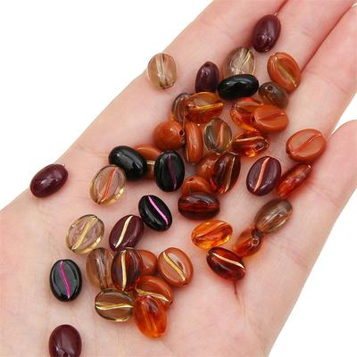 30pcs11x8mm Coffee Bean Acrylic Beads Charm for Keychain Earring Necklace Bracelet Handmade DIY Jewelry Making Accessories