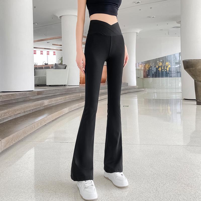 

Весенние расклешенные леггинсы для йоги с перекрестной талией и контролем живота для женщин M