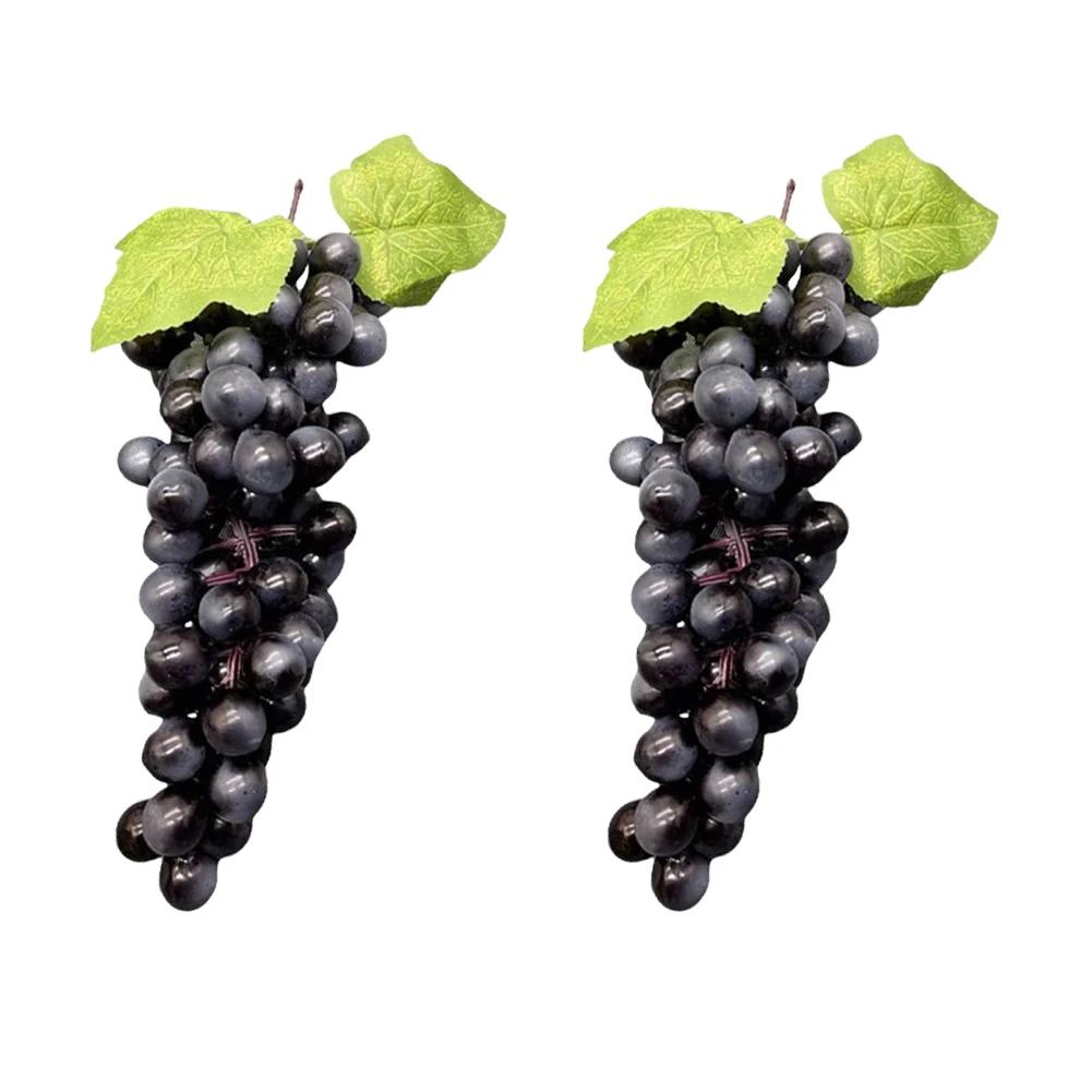 

2 Artificial Grapes Bunches Simulation Fruits Grape For Home Kitchen Wine Decoration Wedding Party Table Centerpiece Decor Props чорний