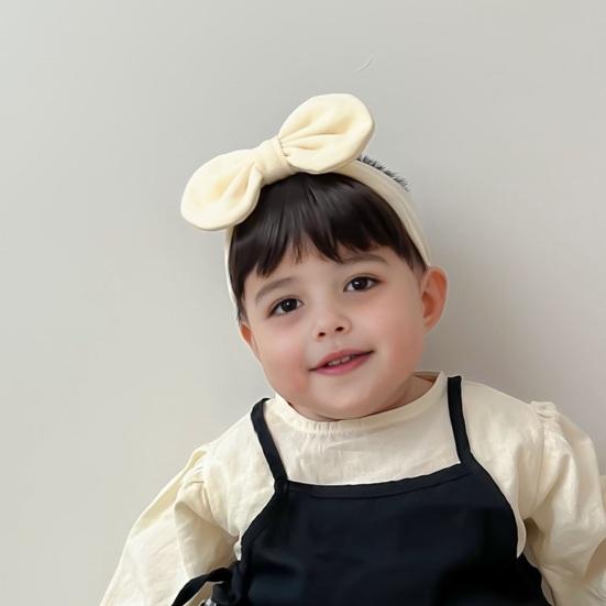 Baby Wig Headband with Bow Design Realistic Simulated Hair Material Secure Elastic Strap Baby Costume Hairband