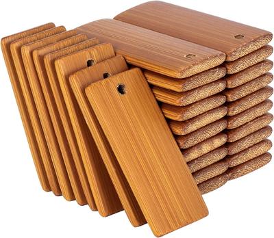 50 Stück Naturholzrohlinge 45x20mm Bambusanhänger für Schlüsselringe Gravurrohlinge Unfertige Anhänger Schlüsselanhänger-Anhänger