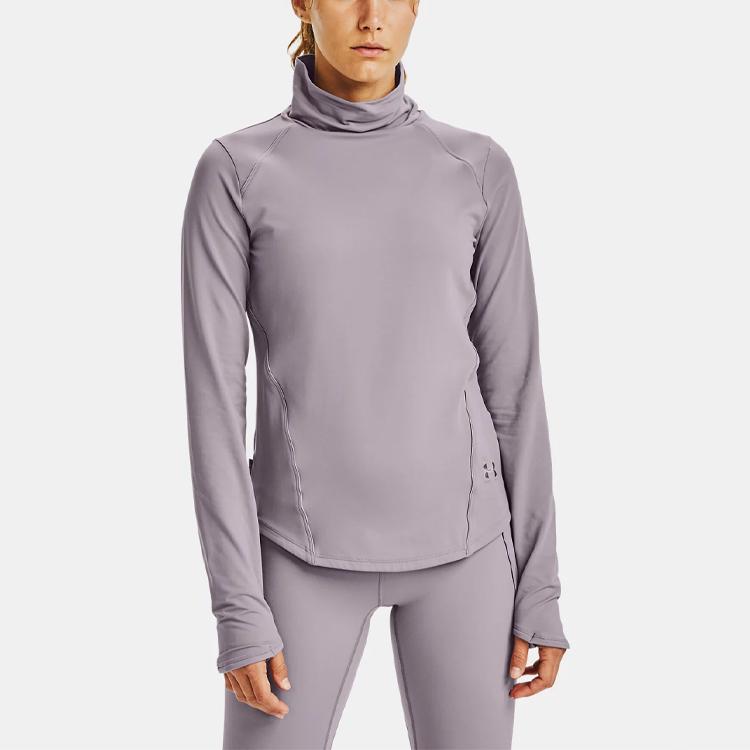 Under Armour Casual Training Sports High-Neck T-Shirt Women Tops Purple 1360348-585