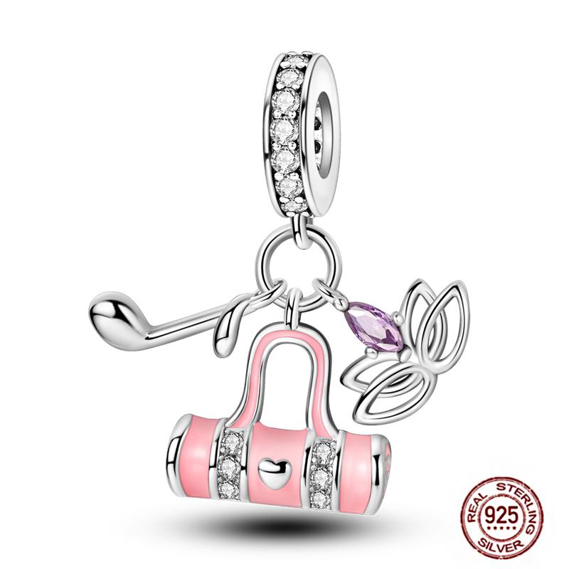 Daily Articles Copper Pink Perfume Charms Camera Dumbbell Smart Watch Beads Fit Original Bracelets Diy Jewelry Gift